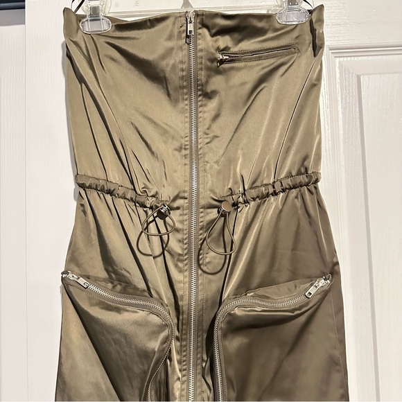 New Zara Strapless Khaki Cargo Mini Short Dress 2712/231 Small - Picture 6 of 8